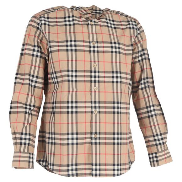 Burberry Vintage Check Poplin Shirt in Beige Cotton
